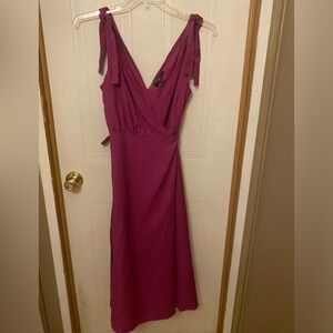 Lulu's Magenta Linen Blend Midi Dress Size M